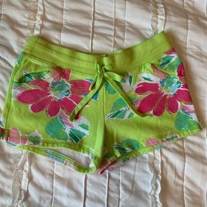 Floral lime green shorts